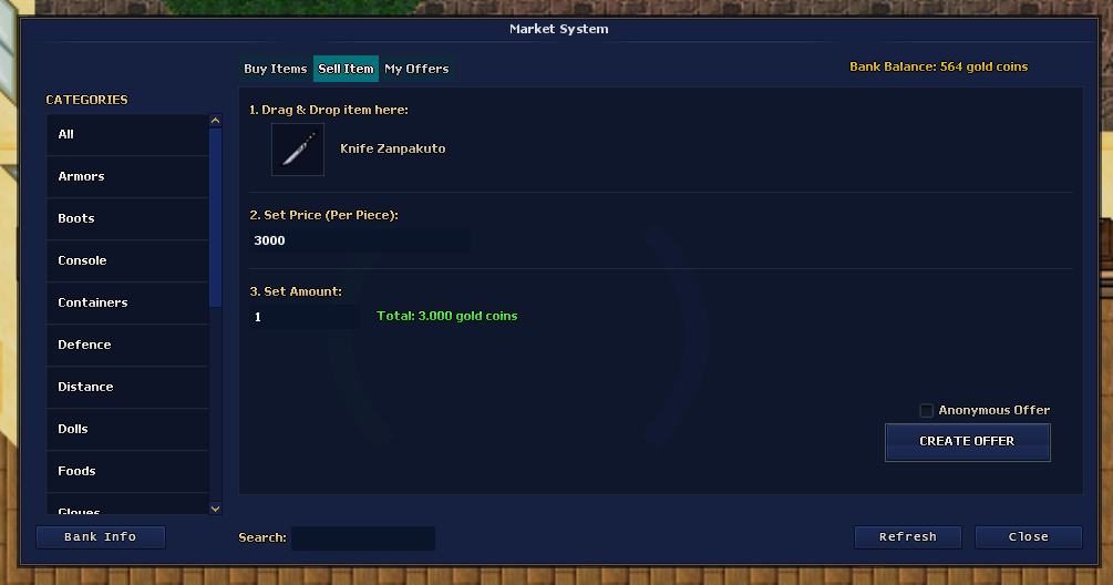 Sell Interface